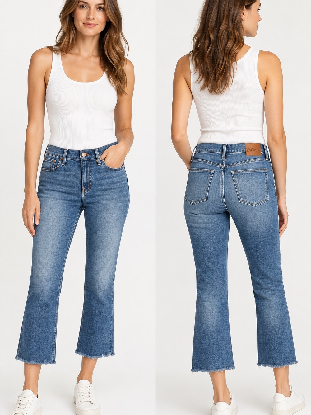 J.Crew Demi Boot Crop Jeans 27P Petite Medium Wash Raw Hem